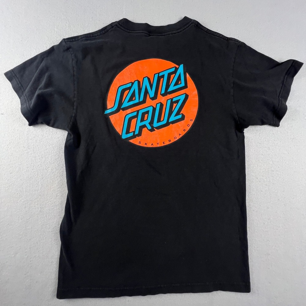 Santa Cruz Skateboards T-Shirt Mens Medium Black Dot Logo Graphic Skate Tee